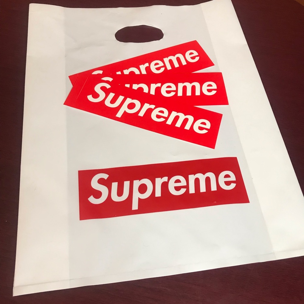Supreme Box logo stickers and Bag